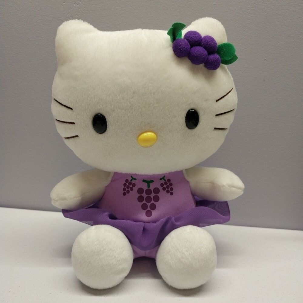 Hello Kitty 2003 Nakajima 10" Plush Purple Grapes Fresh Fruit Collection Sanrio